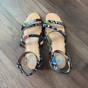 Vince Camuto Aevie Colorful Snakeskin Print Leather Platform Sandals Size 8 1/2